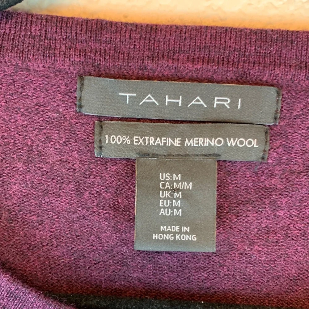 Tahari Merino Wool Sweater sz M crewneck texture fall preppy casual warm winter - Picture 2 of 7